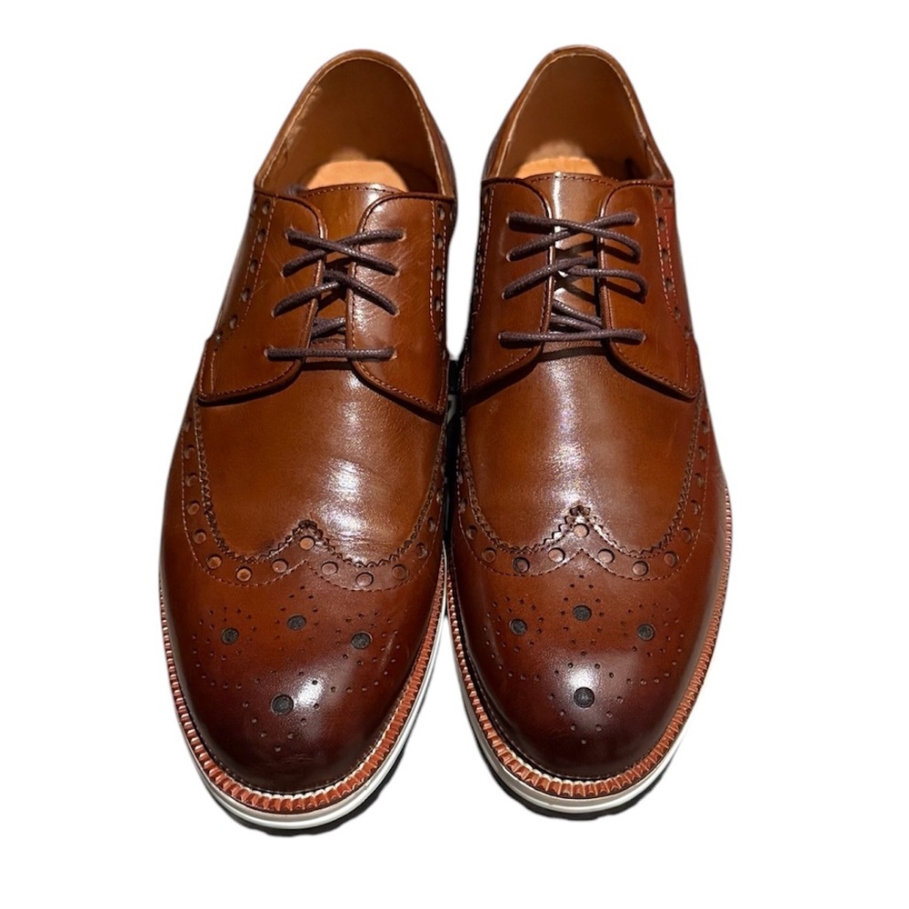 Like New Ike Behar Men's Louis Hybrid Wing-Tip Leather Derby Shoes